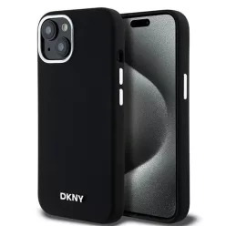   Original Case DKNY hardcase Liquid Silicone Small Metal Logo MagSafe DKHMP15MSMCHLK iPhone 14 Plus/15 Plus fekete tok