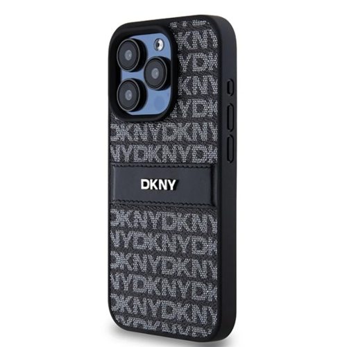 Original Case DKNY hardcase Leather Mono Stripe & Metal Logo DKHCP15XPRTHSLK iPhone 15 Pro Max tok fekete