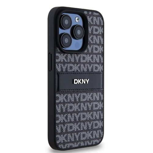 Original Case DKNY hardcase Leather Mono Stripe & Metal Logo DKHCP15XPRTHSLK iPhone 15 Pro Max tok fekete