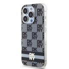 Eredeti DKNY hardcase IML kockás mono minta és nyomott csíkok MagSafe DKHMP14LHCPTSK tok iPhone 14 Pro fekete