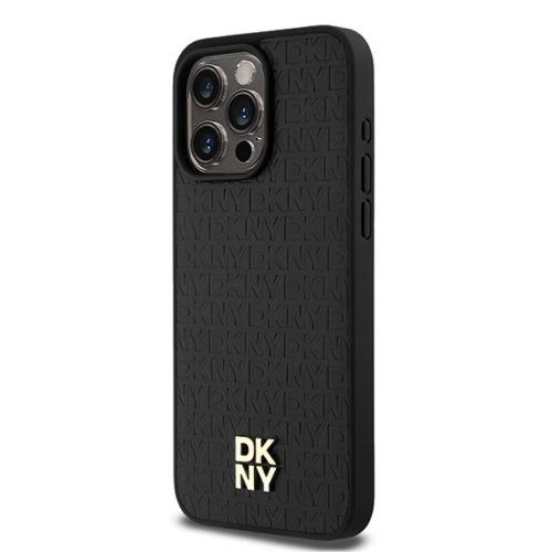 Original Case DKNY hardcase Leather Monogram Pattern Metal Logo MagSafe DKHMP15XPSHRPSK iPhone 15 Pro Max tok fekete