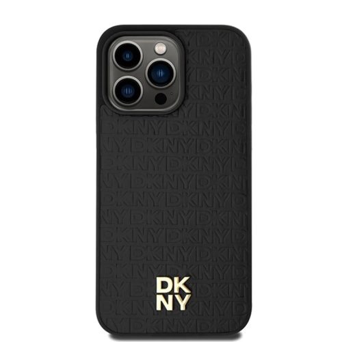 Original Case DKNY hardcase Leather Monogram Pattern Metal Logo MagSafe DKHMP15XPSHRPSK iPhone 15 Pro Max tok fekete