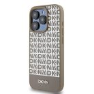 Eredeti DKNY hardcase bőr nyomott mintás fém logóval MagSafe DKHMP15XPSOSPW iPhone 15 Pro Max tok barna