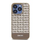 Eredeti DKNY hardcase bőr nyomott mintás fém logóval MagSafe DKHMP15XPSOSPW iPhone 15 Pro Max tok barna
