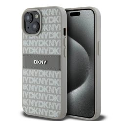   iPhone 15 Plus/14 Plus bézs DKNY bőrtok Mono Stripe & Metal Logo DKHCP15MPRTHSLE