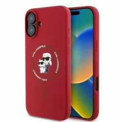   iPhone 16 Plus piros Original Pouch KARL LAGERFELD hardcase Silicone KC Heads Ring MagSafe KLHMP16MSCMKCRHR tok