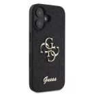 iPhone 16 Fekete Guess PU Fixed Glitter 4G Metal Logo tok