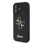 iPhone 16 Fekete Guess PU Fixed Glitter 4G Metal Logo tok