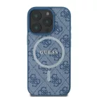 iPhone 16 Pro kék Eredeti GUESS keménytok 4G Ring Classic Logo MagSafe GUHMP16LG4GFRB