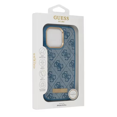 Iphone 16 Pro Eredeti GUESS 4G Logós Lemez Magsafe GUHMP16LU4GPRB kék tok