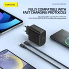 Foneng Fali töltő EU62 GaN - Type C - PD 45W Type C-Type C kábellel fekete
