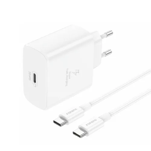 Foneng Fali töltő EU62 GaN - Type C - PD 45W Type C - Type C kábellel fehér
