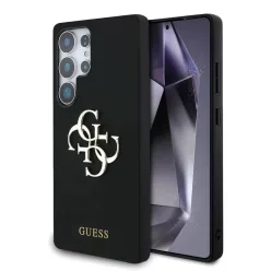   Original GUESS Szilikon Nagy 4G Logo Bottom Script Samsung Galaxy S25 Ultra fekete tok