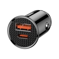   USB + Type C - 30W Baseus autós töltő QC 4.0 PD 3.0 5A (CCALL-YS01) fekete szivargyújtóba