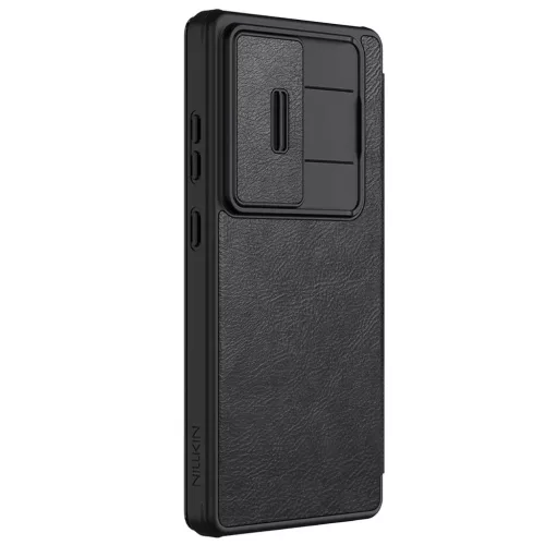 Nillkin Qin Pro fliptok Samsung Galaxy S25 Ultra-hoz kamerafedéllel - fekete tok
