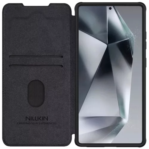 Nillkin Qin Pro fliptok Samsung Galaxy S25 Ultra-hoz kamerafedéllel - fekete tok