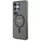 GUESS tok Samsung Galaxy S25 Ultra GUHMS25LHFGEREK (Mágneses IML csillogó kör) fekete tok