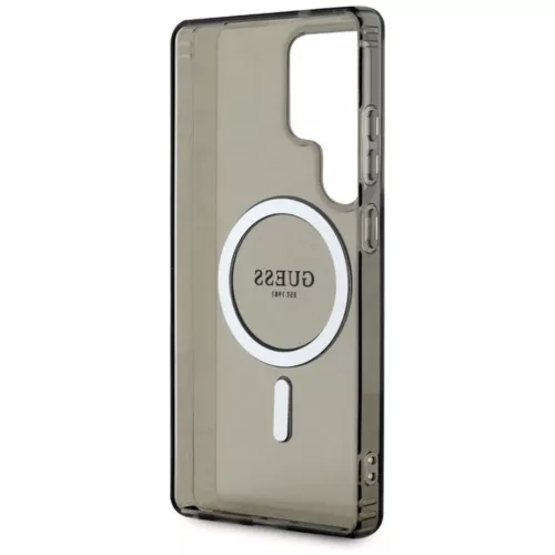 GUESS tok Samsung Galaxy S25 Ultra GUHMS25LHFGEREK (Mágneses IML csillogó kör) fekete tok