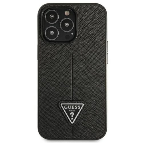 Guess GUHCP14LPSATLK iPhone 14 Pro 6.1" fekete/fekete keménytok SaffianoTriangle Logo tok