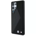 Eredeti BMW Bőr Nagy Méretű Csíkok MagSafe Samsung Galaxy S25 Ultra tok fekete