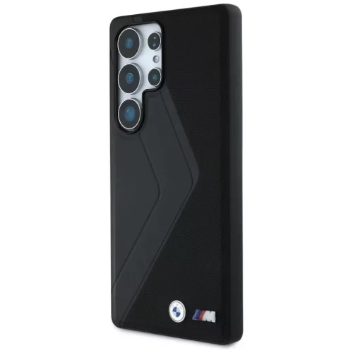 Eredeti BMW Bőr Nagy Méretű Csíkok MagSafe Samsung Galaxy S25 Ultra tok fekete