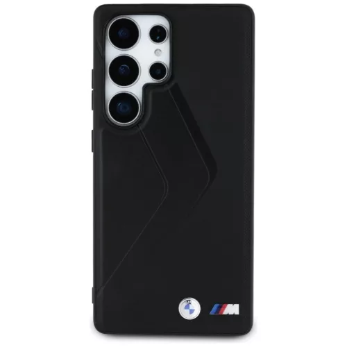 Eredeti BMW Bőr Nagy Méretű Csíkok MagSafe Samsung Galaxy S25 Ultra tok fekete