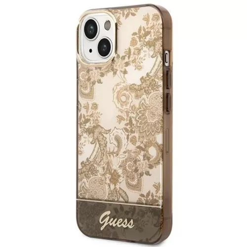 Guess GUHCP14MHGPLHC iPhone 14 Plus 6.7" okkersárga Porcelain Collection tok