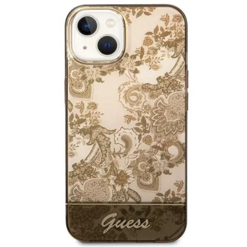 Guess GUHCP14MHGPLHC iPhone 14 Plus 6.7" okkersárga Porcelain Collection tok
