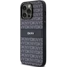 Eredeti DKNY kemény tok bőr Mono Stripe & fém logóval iPhone 14 Pro Max fekete