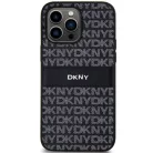 Eredeti DKNY kemény tok bőr Mono Stripe & fém logóval iPhone 14 Pro Max fekete