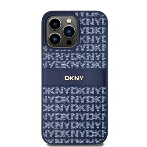 Original Case DKNY kemény tok bőr Mono Stripe & fém logó DKHCP15XPRTHSLB iPhone 15 Pro Max kék