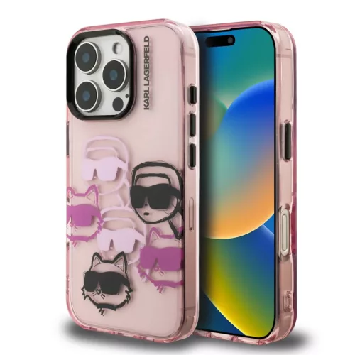 iPhone 16 Pro Pink Karl Lagerfeld IML Multi K&CH Heads tok