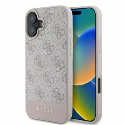   iPhone 16 pink Eredeti GUESS kemény tok 4G Bottom Stripe GUHCP16SG4GLPI