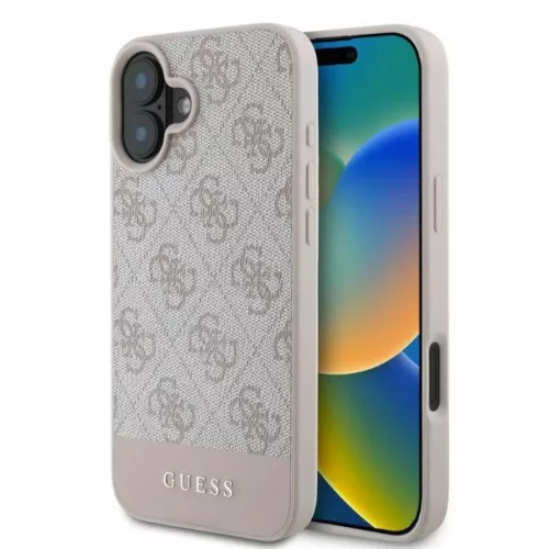 iPhone 16 pink Eredeti GUESS kemény tok 4G Bottom Stripe GUHCP16SG4GLPI