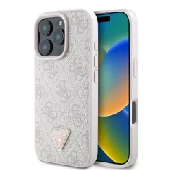   Apple iPhone 16 Pro rózsaszín GUESS eredeti bőr tok 4G Triangle Strass Magsafe GUHCP16LP4TDPP