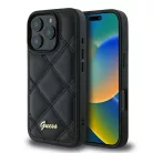 iPhone 16 Pro fekete Original Case GUESS Steppelt Fém Logó GUHCP16LPSQSQSK tok