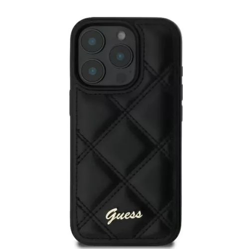 iPhone 16 Pro fekete Original Case GUESS Steppelt Fém Logó GUHCP16LPSQSQSK tok