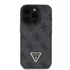 iPhone 16 Pro fekete Original Case GUESS hardcase Leather 4G Triangle Strass Magsafe GUHCP16LP4TDPK tok