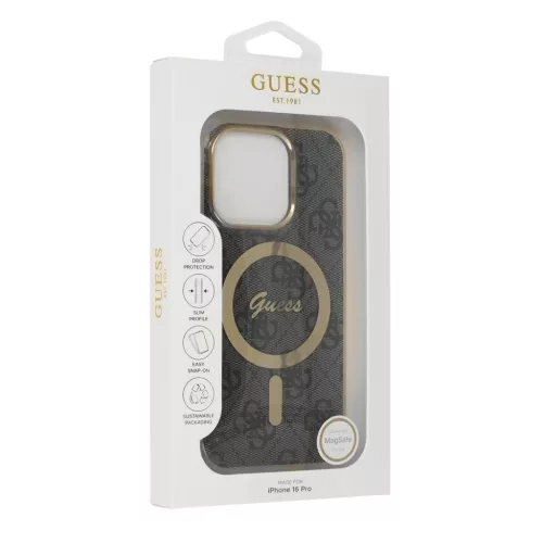 iPhone 16 Pro Fekete Original Case GUESS IML 4G Magsafe GUHMP16LH4STK tok