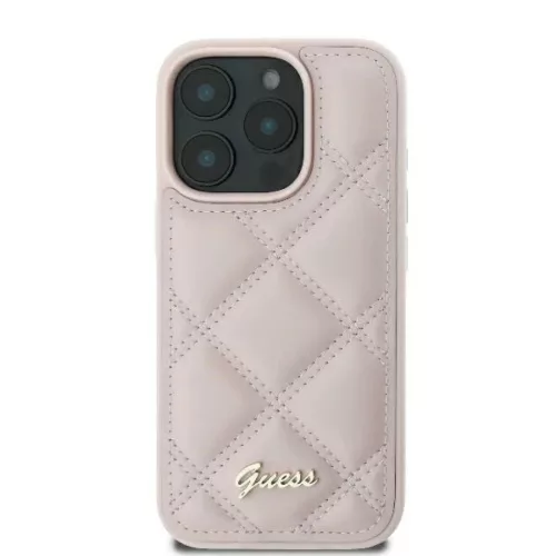 iPhone 16 Rózsaszín Eredeti GUESS Steppelt Fém Logó GUHCP16SPSQSQSP tok