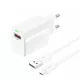 Foneng fali töltő EU64 - USB - 18W USB - Micro USB kábellel fehér