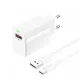 Foneng Fali töltő EU64 - USB - 18W USB - Type C kábellel fehér