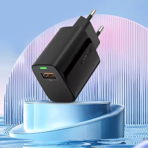 Foneng EU64 hálózati töltő - USB - 18W USB-Micro USB kábellel fekete
