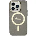 Guess GUHMP14XHCMCGK iPhone 14 Pro Max 6.7" fekete/fekete keménytok Glitter Gold MagSafe tok