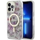 Guess GUHMP14XHCFWST iPhone 14 Pro Max 6.7" átlátszó kemény tok Flower MagSafe