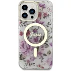 Guess GUHMP14XHCFWST iPhone 14 Pro Max 6.7" átlátszó kemény tok Flower MagSafe