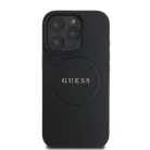 iPhone 16 Pro Fekete Guess PU Grained Classic Logo MagSafe tok