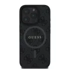 iPhone 16 Pro Fekete Guess PU Leather 4G Színes Gyűrű MagSafe Tok