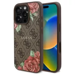   iPhone 16 Pro 6.3" Barna/Barna 4G Flowers Print MagSafe Guess GUHMP16LP4ROPEMCW keménytok