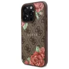 iPhone 16 Pro 6.3" Barna/Barna 4G Flowers Print MagSafe Guess GUHMP16LP4ROPEMCW keménytok